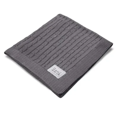 Eevi, kocyk dziany, warkocz, bawełna, grafit, 75-100 cm