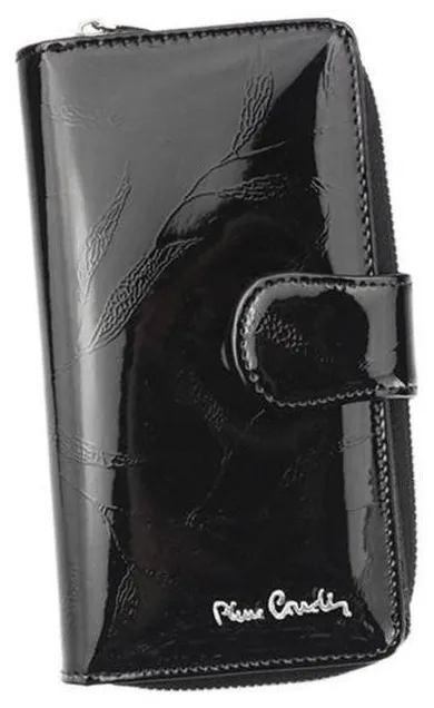 Efektowny, pionowy portfel damski z lakierowanej skóry naturalnej, Pierre Cardin