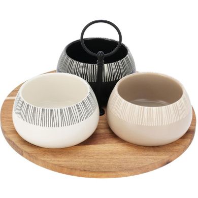 Eh Excellent Houseware, Rori, miseczki na przekąski i taca z uchwytem, 3 szt.