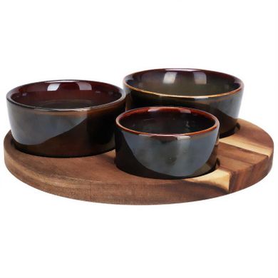 EH Excellent Houseware, taca na przekąski z miseczkami z kamionki, 20 cm