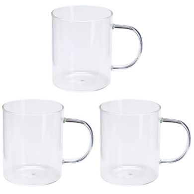 Eh Excellent Houseware, Vuni, kubek z dużym uchem, szklany, 400 ml, 3 szt.