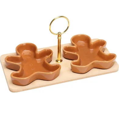 Eh Excellent Houseware, Zimora, miseczki na przekąski, na bambusowej desce, 3 elementy