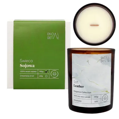 EkoDetale, Elegance, świeca sojowa w szkle, Soft Leather, 190g