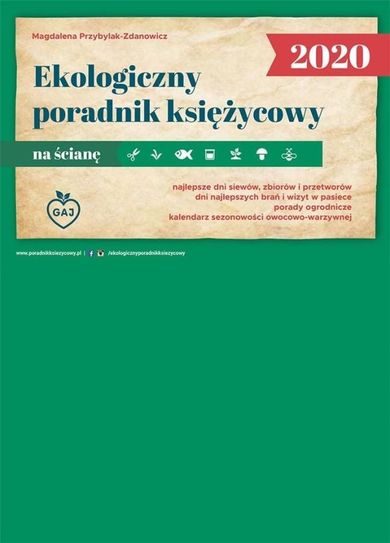 Ekologiczny poradnik księżycowy 2020 na ścianę