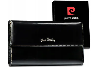 Elegancki portfel damski ze skóry naturalnej, Pierre Cardin