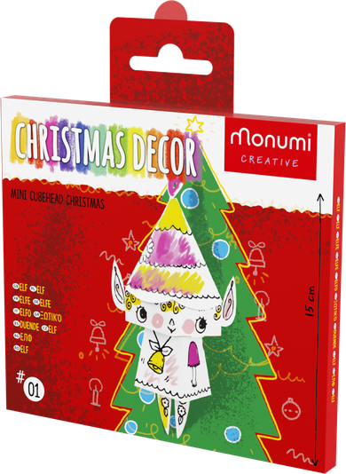 Elf. Kolorowanka 3D. Mini Cubehead Christmas