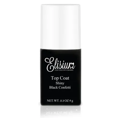 Elisium, Top Coat Shiny, top do lakierów hybrydowych, Black Confetti, 9g