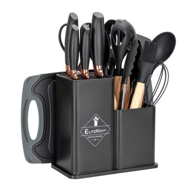Elitehoff, zestaw noży i przyborów kuchennych w stojaku, 19 elementów