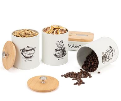 Elitehoff, zestaw pojemników kuchennych i maselniczka, 3 szt., E-6058