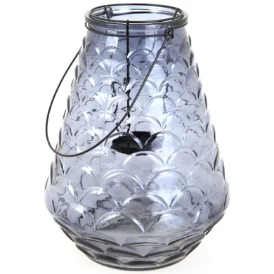 Emako, lampion szklany z uchwytem, Ø 24 cm, szary