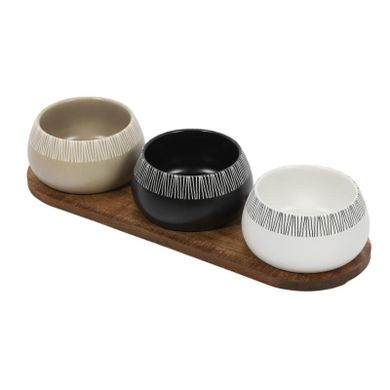 Emako, Rori, miseczki na przekąski z tacą, 3 szt.