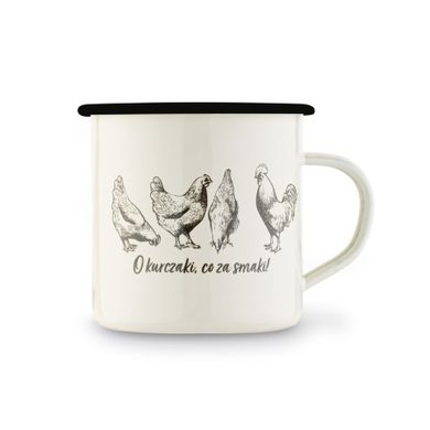 Emaliowany kubek, 9 cm, 500 ml, o kurczaki