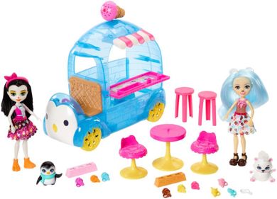 Enchantimals, Mobilna budka z lodami, zestaw prezentowy z 2 lalkami