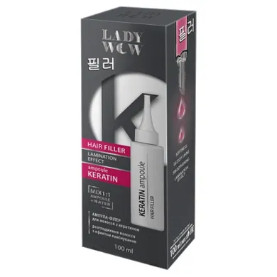 Energy Of Vitamins, Lady wow hair filler, ampułka keratynowa do włosów, efekt laminacji, 100 ml