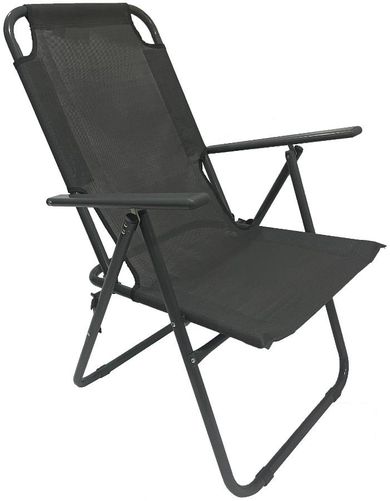 Enero Camp, krzesło turystyczne z podłokietnikami, składane, ciemno szare, 61-66-65-108 cm