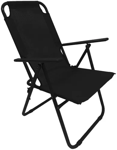 Enero Camp, krzesło turystyczne z podłokietnikami, składane, czarne, 61-66-65-108 cm