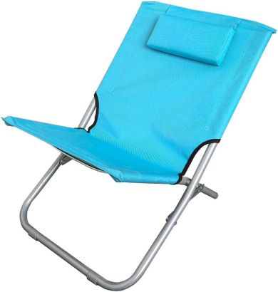 Enero Camp, leżak plażowy z zagłówkiem, składany, niebieski, 47-61-58 cm