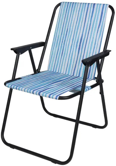 Enero Camp, składane krzesło turystyczne z podłokietnikami, blue lines, 52-44-75 cm