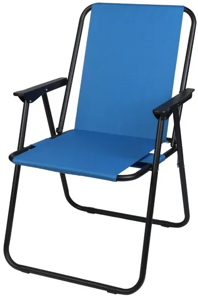 Enero Camp, składane krzesło turystyczne z podłokietnikami, niebieskie, 52-44-75 cm