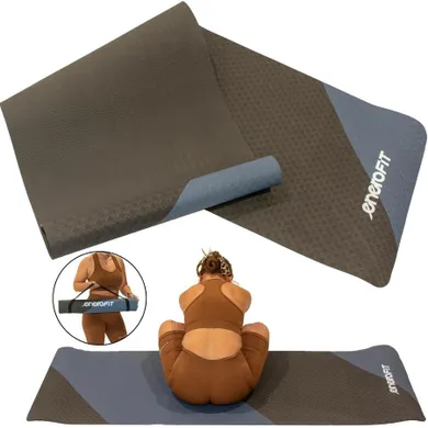 Enero Fit, mata do jogi i fitness, tpe antypoślizgowa, czarno-niebieska