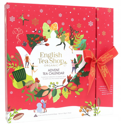 English Tea Shop, Bio Bow Advent Tea Calendar Book Red 25Ct, herbata