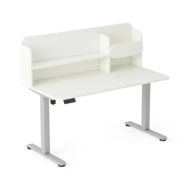 Entelo, Axio, biurko elektryczne regulowane z nadstawką, rozmiar 3-4, 100-65 cm, biały