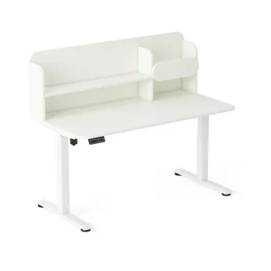 Entelo, Axio, biurko elektryczne regulowane z nadstawką, rozmiar 3-4, 100-65 cm, biały