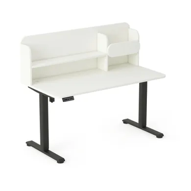 Entelo, Axio, biurko elektryczne regulowane z nadstawką, rozmiar 3-4, 100-65 cm, biały