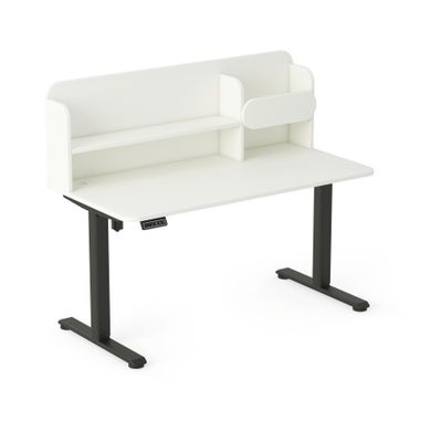 Entelo, Axio, biurko elektryczne regulowane z nadstawką, rozmiar 3-4, 120-65 cm, biały