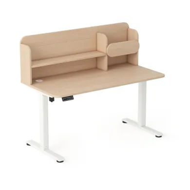 Entelo, Axio, biurko elektryczne regulowane z nadstawką, rozmiar 3-4, 120-65 cm, brzoza