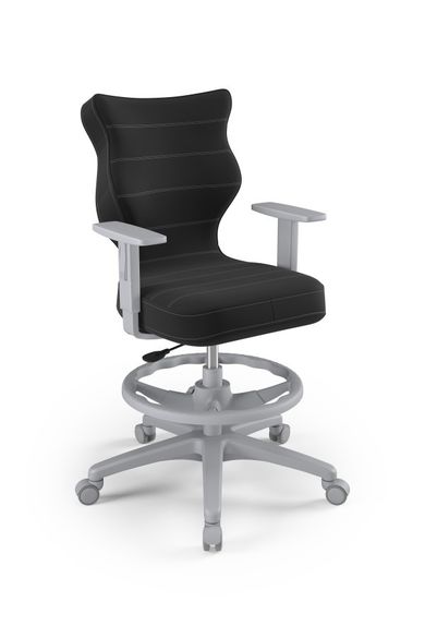 Entelo, Duo, krzesło biurowe z podnóżkiem i podłokietnikami, wzrost 159-188 cm, antracytowe