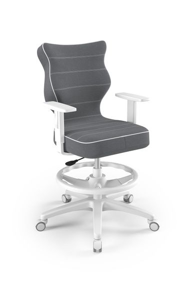 Entelo, Duo, krzesło biurowe z podnóżkiem i podłokietnikami, wzrost 159-188 cm, ciemno szare