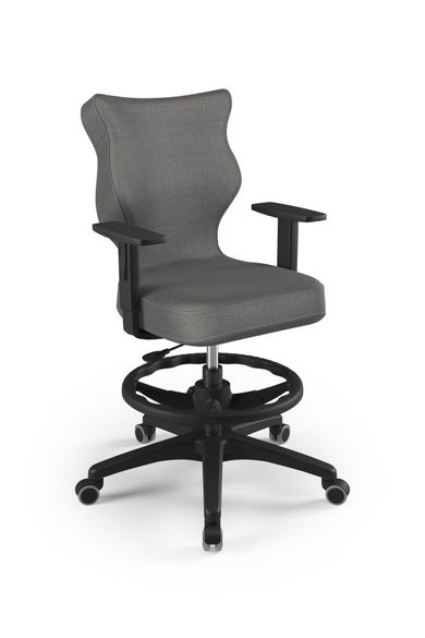Entelo, Duo, krzesło biurowe z podnóżkiem i podłokietnikami, wzrost 159-188 cm, ciemno szare