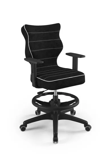 Entelo, Duo, krzesło biurowe z podnóżkiem i podłokietnikami, wzrost 159-188 cm, czarne