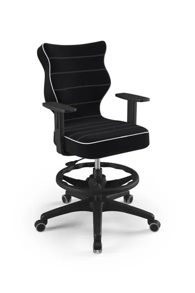 Entelo, Duo, krzesło biurowe z podnóżkiem i podłokietnikami, wzrost 159-188 cm, czarne