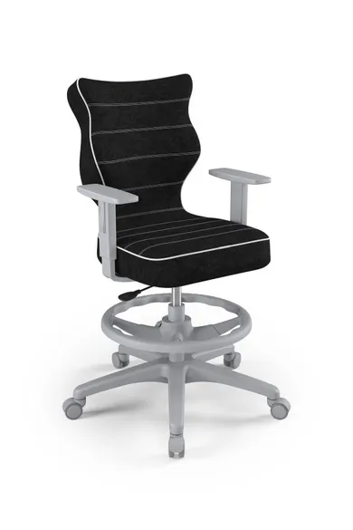 Entelo, Duo, krzesło biurowe z podnóżkiem i podłokietnikami, wzrost 159-188 cm, czarne