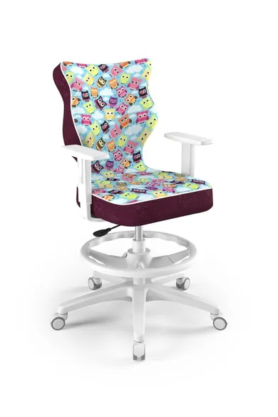 Entelo, Duo, krzesło biurowe z podnóżkiem i podłokietnikami, wzrost 159-188 cm, sowy