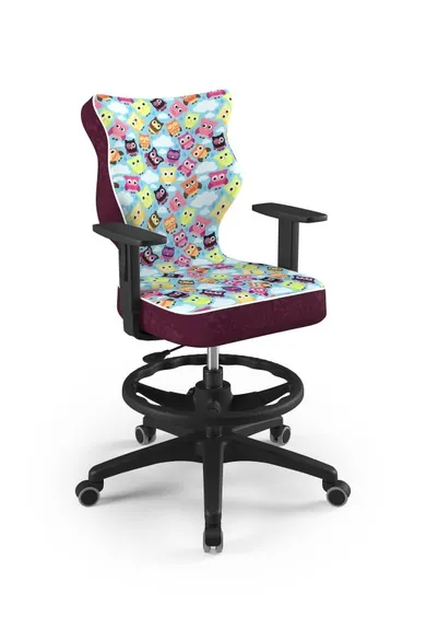 Entelo, Duo, krzesło biurowe z podnóżkiem i podłokietnikami, wzrost 159-188 cm, sowy