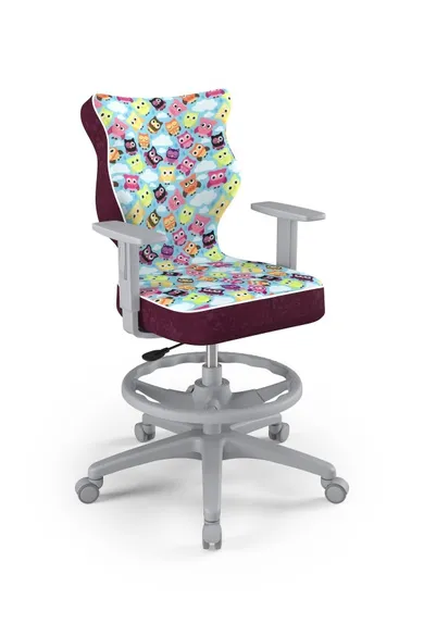 Entelo, Duo, krzesło biurowe z podnóżkiem i podłokietnikami, wzrost 159-188 cm, sowy