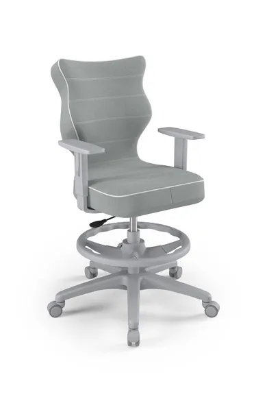 Entelo, Duo, krzesło biurowe z podnóżkiem i podłokietnikami, wzrost 159-188 cm, szare