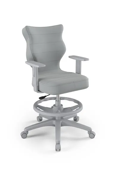 Entelo, Duo, krzesło biurowe z podnóżkiem i podłokietnikami, wzrost 159-188 cm, szare