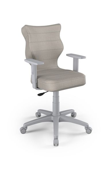 Entelo, Duo, krzesło młodzieżowe z podłokietnikami, wzrost 146-176,5 cm, szare