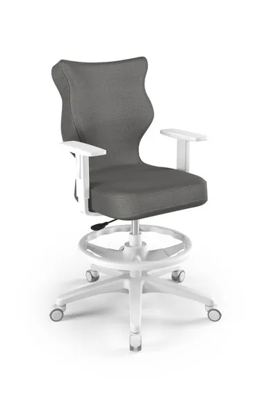 Entelo, Duo, krzesło młodzieżowe z podnóżkiem i podłokietnikami, wzrost 146-176,5 cm, ciemno szare