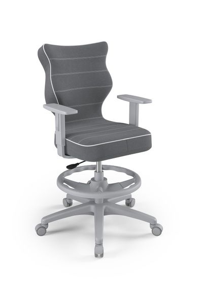 Entelo, Duo, krzesło młodzieżowe z podnóżkiem i podłokietnikami, wzrost 146-176,5 cm, ciemno szare