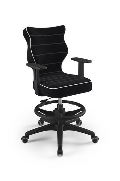 Entelo, Duo, krzesło młodzieżowe z podnóżkiem i podłokietnikami, wzrost 146-176,5 cm, czarne