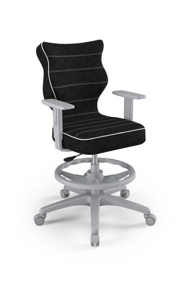 Entelo, Duo, krzesło młodzieżowe z podnóżkiem i podłokietnikami, wzrost 146-176,5 cm, czarne