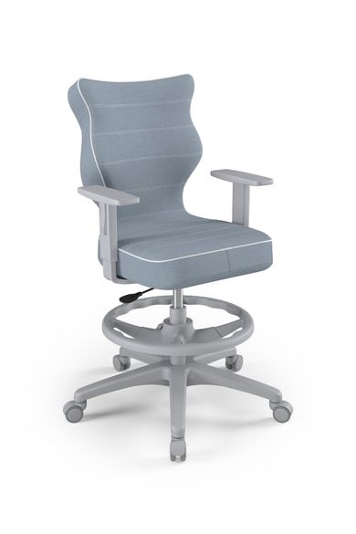 Entelo, Duo, krzesło młodzieżowe z podnóżkiem i podłokietnikami, wzrost 146-176,5 cm, niebieskie