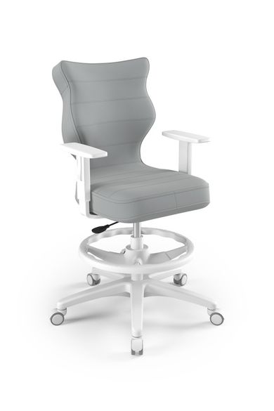 Entelo, Duo, krzesło młodzieżowe z podnóżkiem i podłokietnikami, wzrost 146-176,5 cm, szare