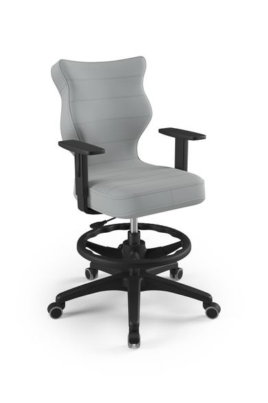 Entelo, Duo, krzesło młodzieżowe z podnóżkiem i podłokietnikami, wzrost 146-176,5 cm, szare