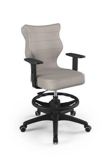 Entelo, Duo, krzesło młodzieżowe z podnóżkiem i podłokietnikami, wzrost 146-176,5 cm, szare